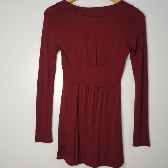 Long Sleeve Burgundy Mini Dress or Tunic - Picture 3 of 3